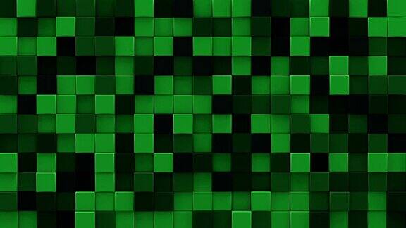 挤压深绿色立方体3D渲染可循环的动画