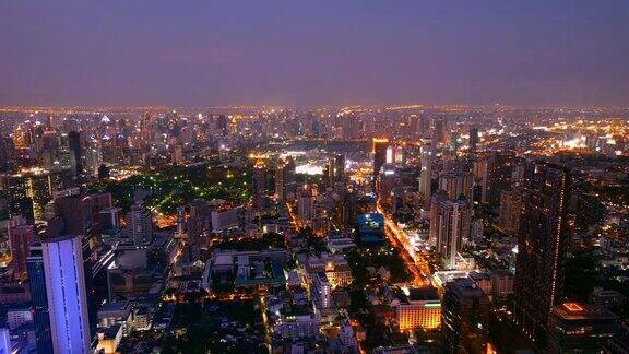 曼谷夜景灯光的时间流逝