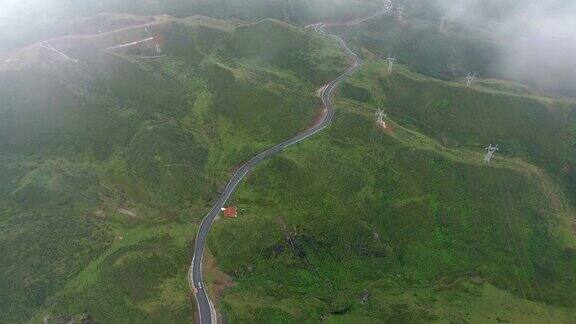 中国贵州山区公路鸟瞰图