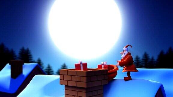 屋顶上的圣诞老人