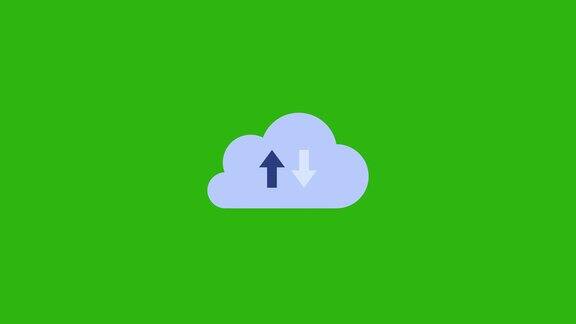 上传和下载云图标动画绿色背景