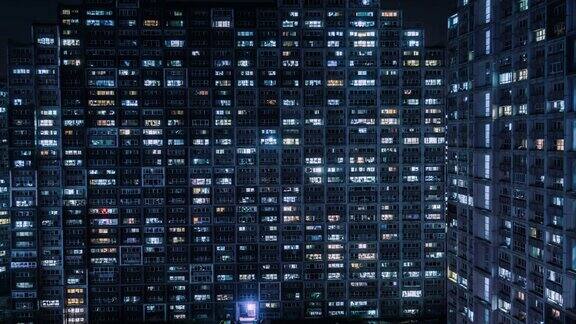 住宅楼鸟瞰图夜间窗户闪烁北京中国