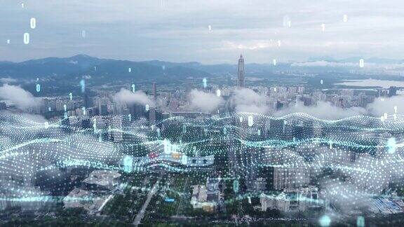 深圳福田区城市风光与科技大数据概念
