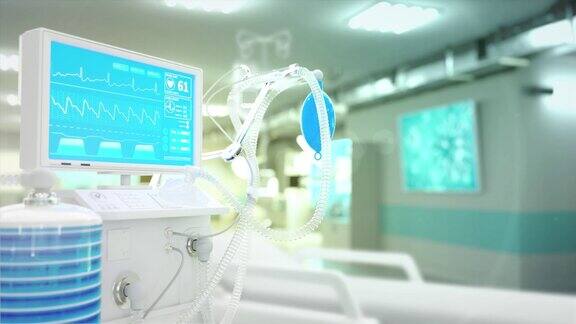 ICU医用呼吸机在诊所cg医疗3D动画