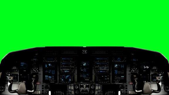 未来的宇宙飞船驾驶舱在绿色屏幕上的背景绿色屏幕