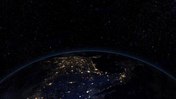 夜间北美的卫星图