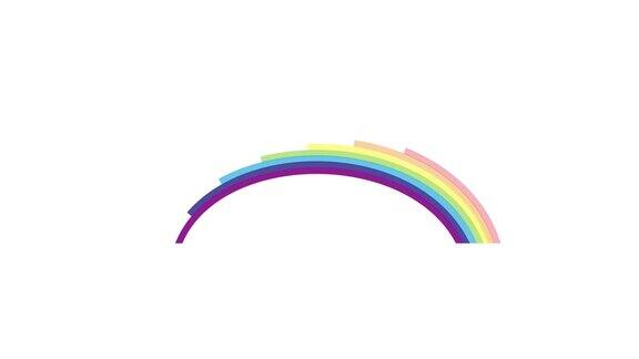 彩虹天空中彩虹的动画卡通