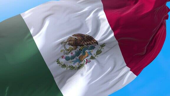 墨西哥国旗在4K风中飘扬墨西哥的背景墨西哥城背景3840x2160像素