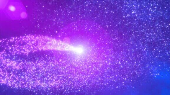 抽象的飞行线粒子紫色明亮发光的神奇能量粒子抽象的背景4k视频运动设计