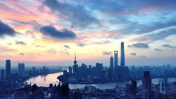 4K:上海在日出到一天的时间流逝中国