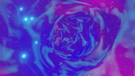 摘要蓝紫色超空间虫洞隧道穿越时空涡旋环背景4K3D渲染科幻星际旅行通过虫洞在网络空间科学技术导论VJ循环