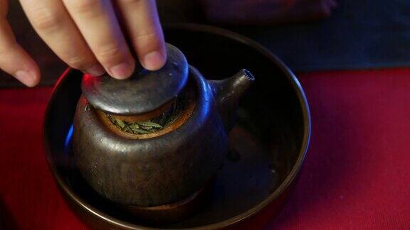 中国传统茶道放在茶桌上近距离看