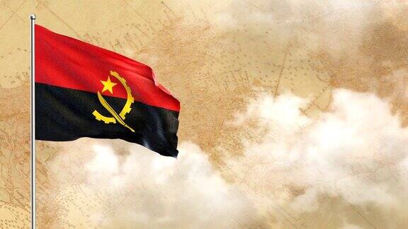 安哥拉3D国旗的历史背景然后蓝天的背景