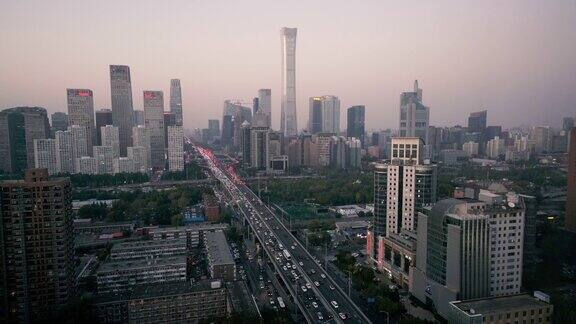 日落时分的北京商务区