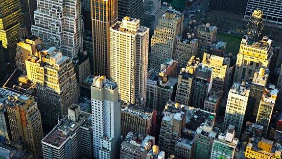 纽约街头鸟瞰图曼哈顿金融大厦商业区时尚大道