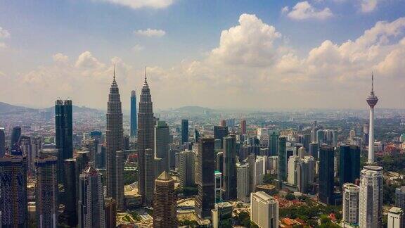 晴朗的一天吉隆坡市中心空中全景图时间间隔为4k马来西亚