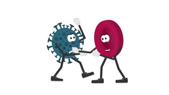 免疫力抗击病毒的动画卡通