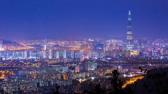 美丽的汉城夜景汉城塔的现代建筑和建筑夜景