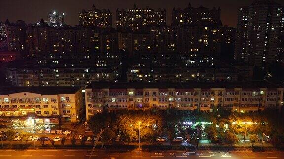 北京住宅小区夜景(延时)