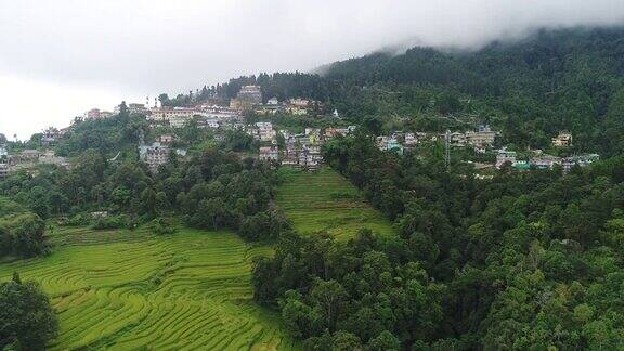 从空中俯瞰印度锡金的隆德寺地区