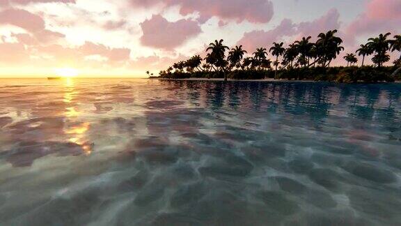 热带海滩上令人惊叹的日落