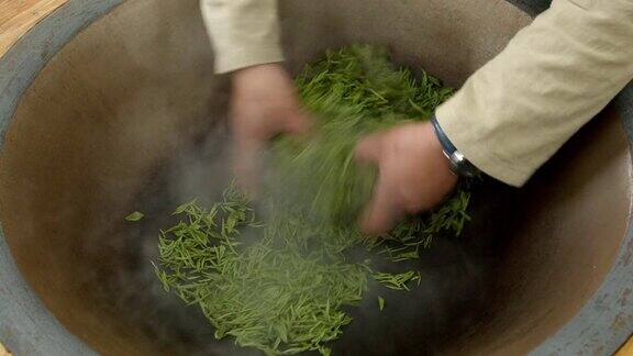 传统炒茶中国绿茶制作