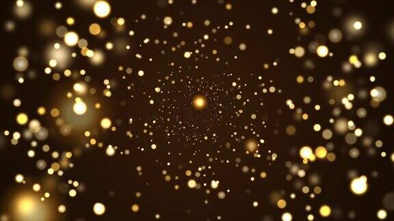 抽象的金色闪光和粒子在黑色背景上
