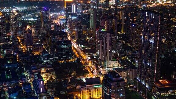 多彩的城市夜景航空时间流逝视频