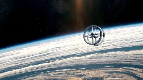 地球轨道上的旋转空间站