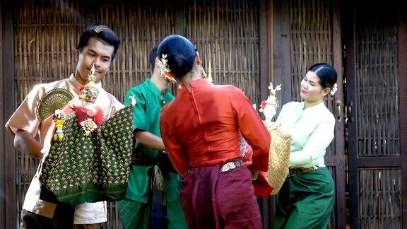 泰国传统木偶戏的慢动作镜头