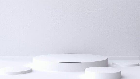白色场景墙地板最小的空白空间几何3d渲染运动