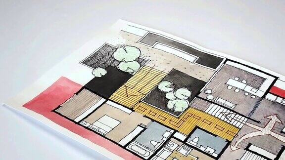 家居平面图、水彩水墨写生房地产及家居装修经营理念