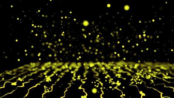 粒子的动画不断下落和反弹颜色是黄色的