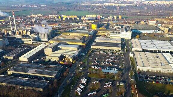 鸟瞰图工业和技术园区在卡尔洛夫郊区的皮尔森市在捷克共和国欧洲欧洲工业