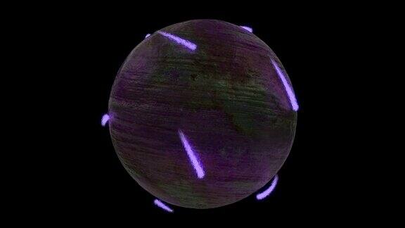 带有阿尔法通道的未来球氖粒子围绕球体运动无缝模式