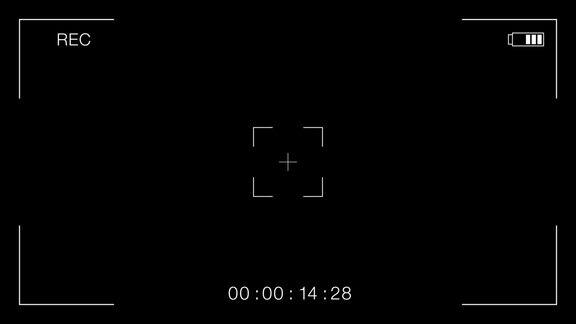 视频相机框架取景器覆盖和定时器在黑色背景模板4K视频