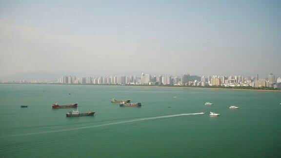 三亚市湾水上交通屋顶全景4k海南中国