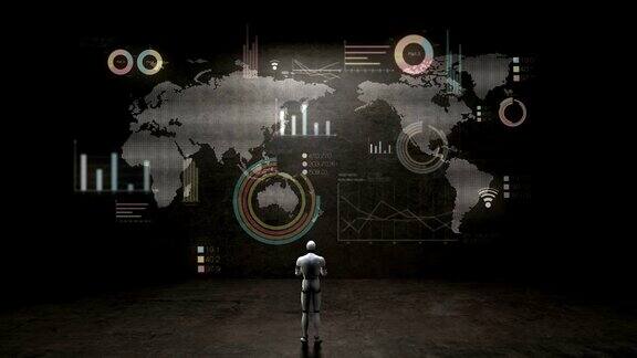 机器人立墙利用全球通讯技术和经济图表