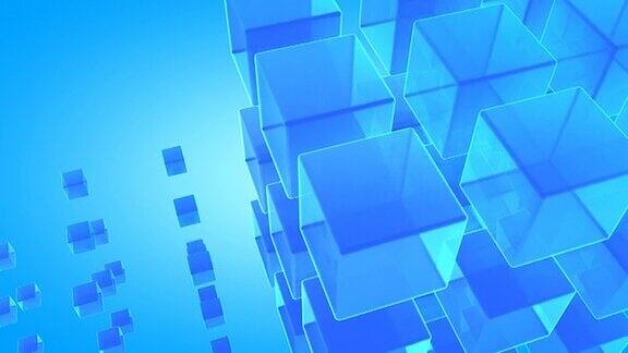 抽象3d蓝色立方体-高清背景动画