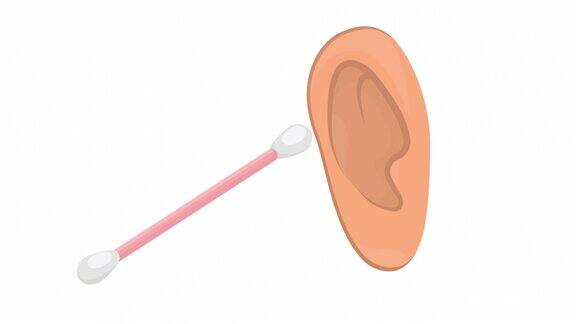 耳朵清洁用棉签清洁耳朵的动画卡通