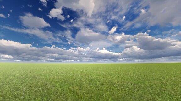 绿草地蓝天白云
