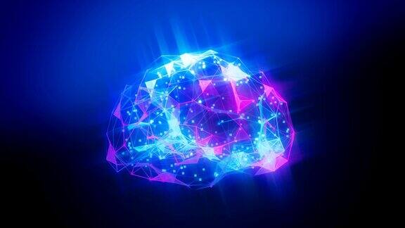 人工智能大脑的神经网络由神经元和连接组成以蓝色和紫色表示
