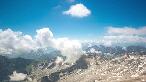 4K延时:Zugspitze阿尔卑斯山阿尔卑斯山景观德国之巅