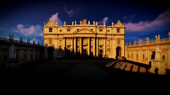 圣彼得大教堂梵蒂冈意大利美丽的日出倾斜