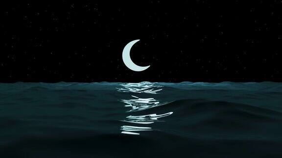 斋月期间海面上的大月亮