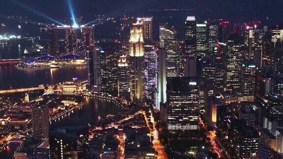 4k的新加坡夜景镜头旅游和商务目的地