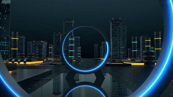 3D动画未来数字城市与概念Doe
