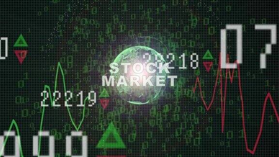 股票市场文字在股票市场图形与条形图价格显示交易屏幕条形图