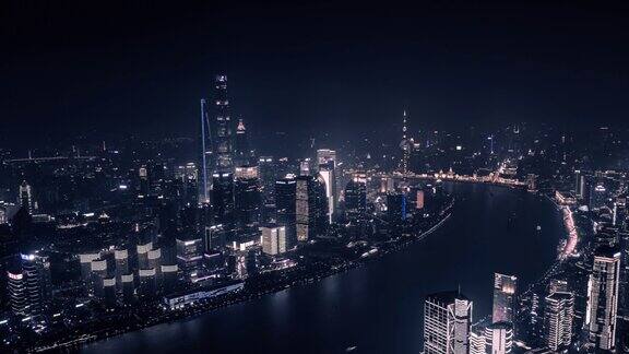 鸟瞰夜景的外滩在上海中国中国上海城市的夜景