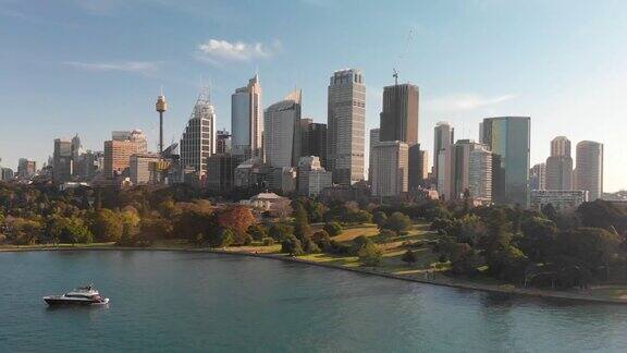 视频从无人机鸟瞰悉尼市中心澳大利亚4k的视频